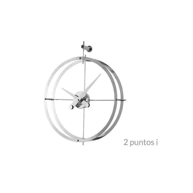 2 Puntos Metal Analog Wall Clock, Chrome