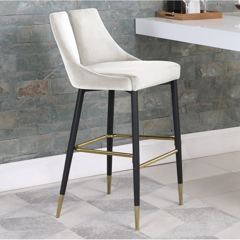 Cowans Upholstered Counter Stool with Metal Frame, Cream Velvet