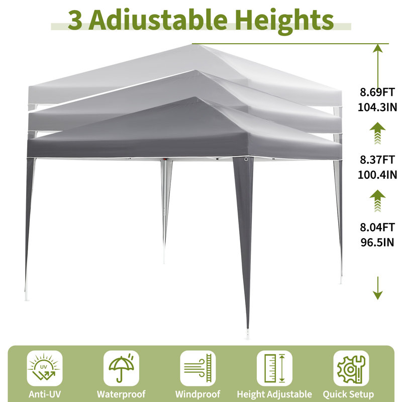 Auvent commercial avec parois latérales amovibles et sac de rangement pour patio extérieur, Gris