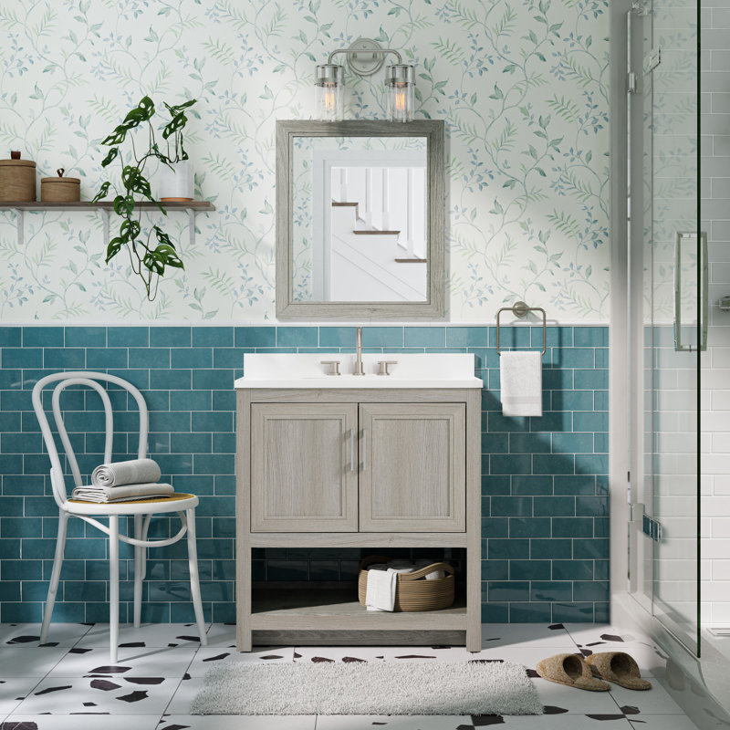 Stovall 30 Inch Vanity With Mirror, Sandstone
