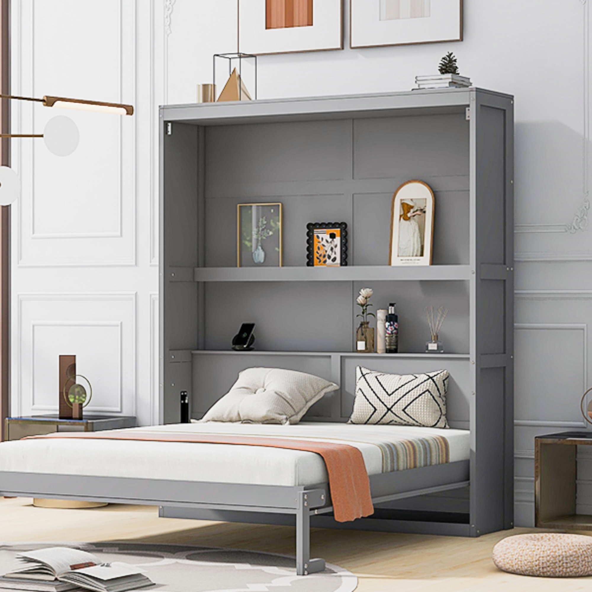Red Barrel Studio Murphy Bed Wall Bed With Shelves, Bed Frame - Wayfair ...