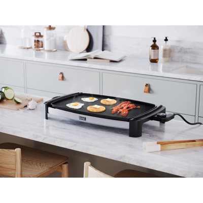 Grand gril électrique de 18 po Lebenlang - pour les œufs, les crêpes, les hamburgers, le contrôle de la température amovible et le revêtement antiadhésif