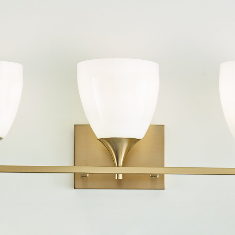 Toffino Satin Brass and Milk Glass 3-Light Wall Sconce