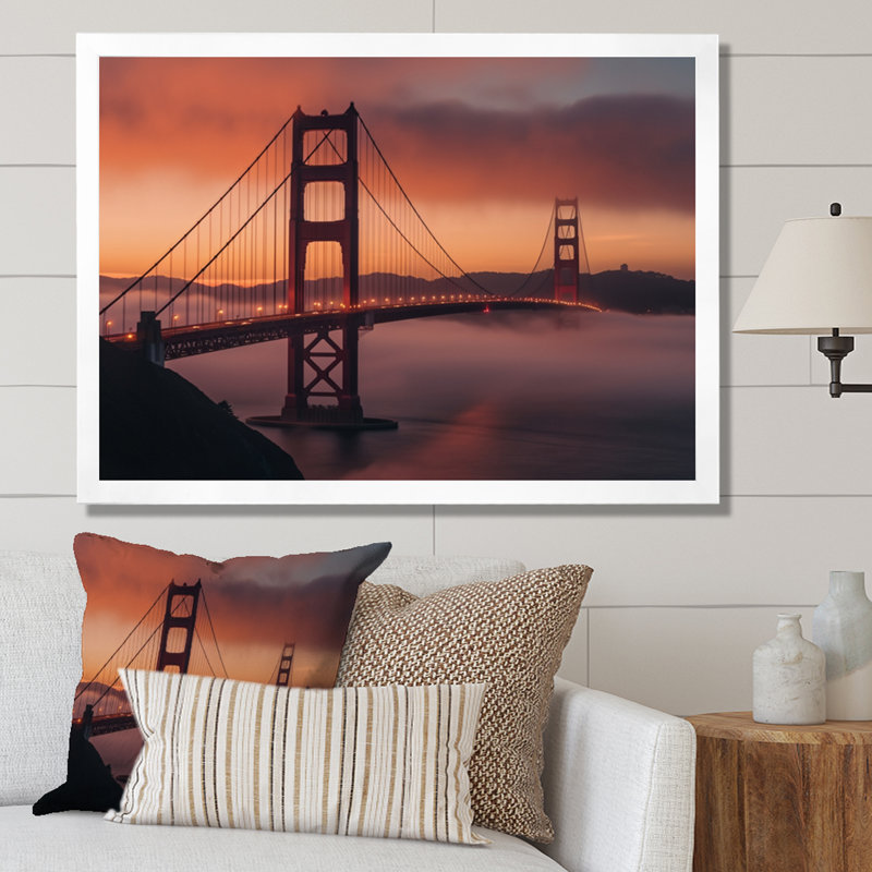 San Francisco Golden Gate Solitude I, reproduction d'art sur toile, H 24 po x l 32 po x P 1 po, Cadre photo blanc