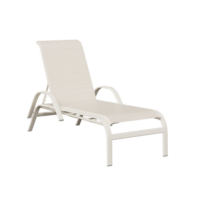 Méridienne en aluminium blanc mat avec tissu Kozo Abalone Sling de Berlin Gardens, Crème, crème, Blanc mat