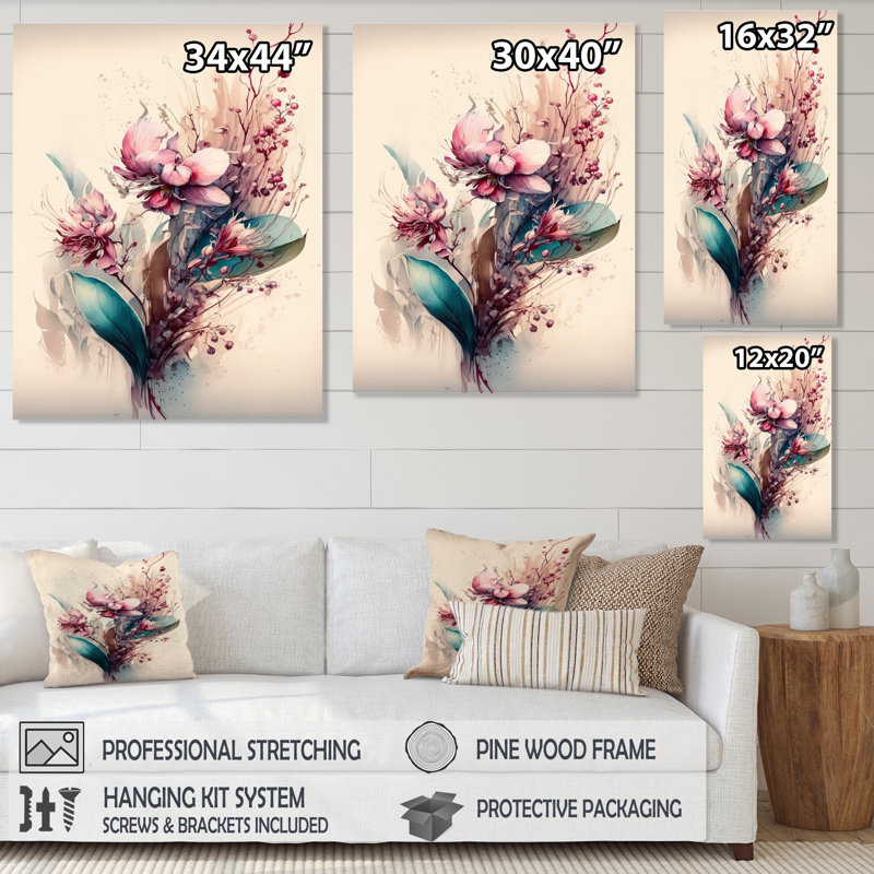 «Celina Orchid Floral Design II», reproduction sur toile, H 40 po x l 30 po x P 1,5 po, Toile tendue