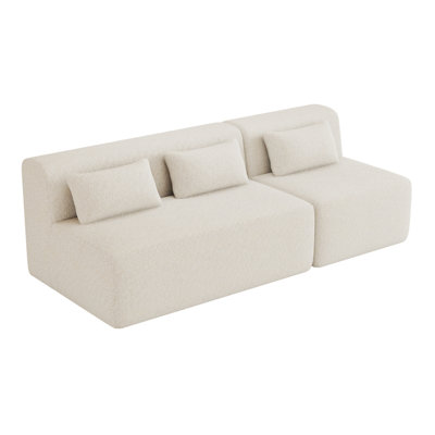 Upholstered Sofa Sofa Couch With Back Pillow For Living Room, Beige