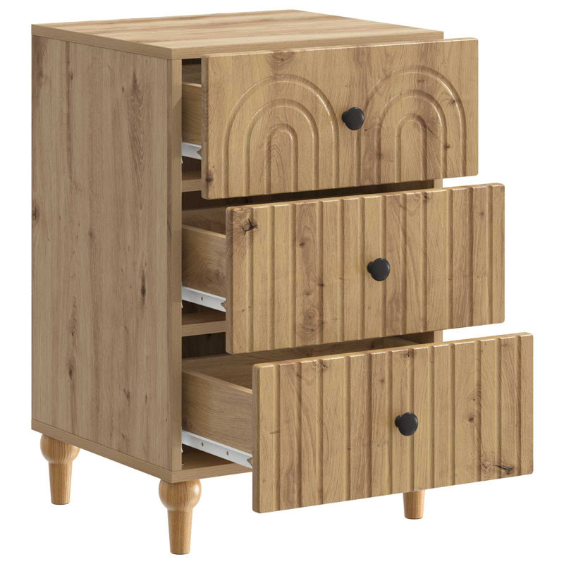 43cm W Manufactured Wood Bedside Table, Artisan Oak