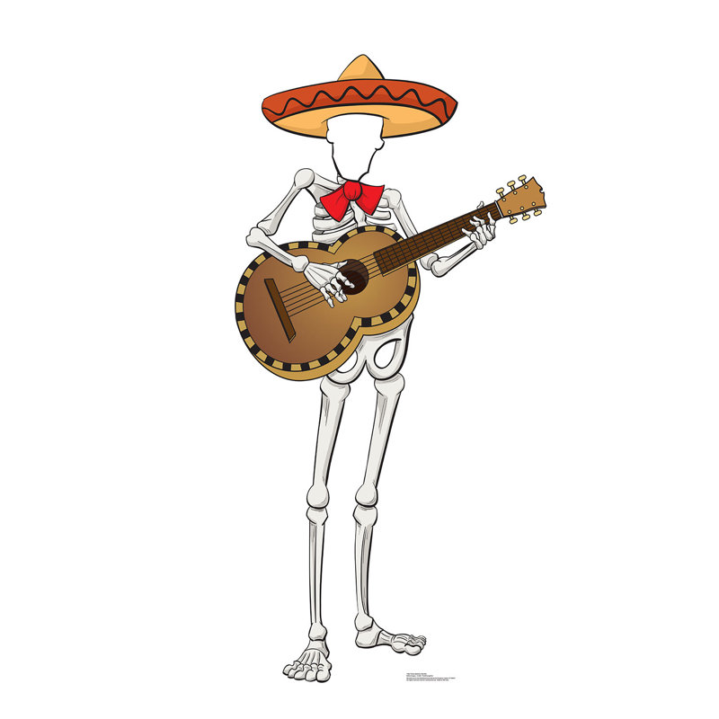 Festive Skeleton Mariachi Cardboard Standup with Guitar