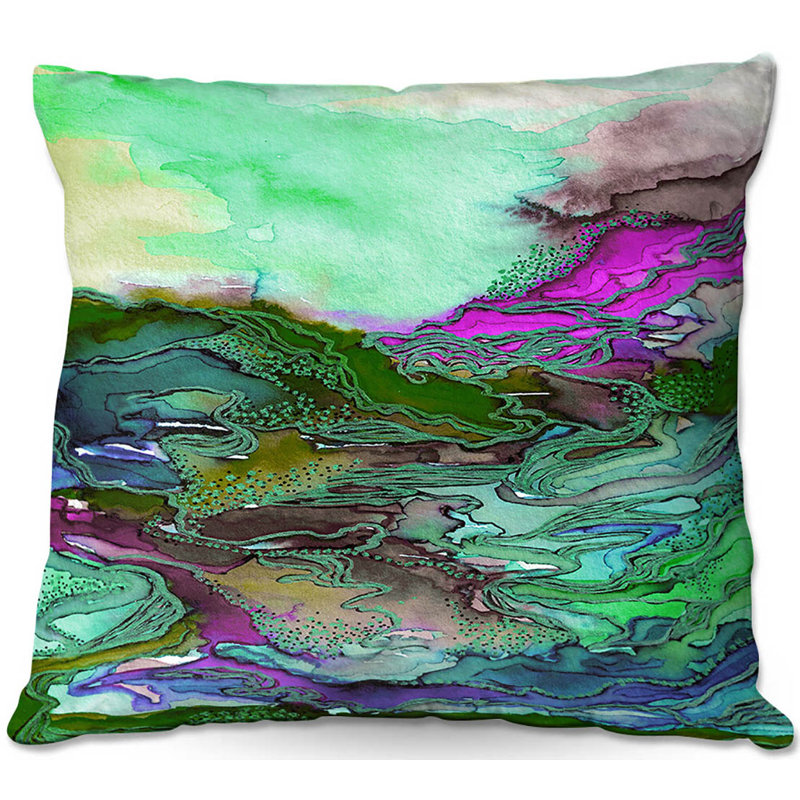 Reversible Throw Pillow, 20" x 20", Mint/Green/Purple