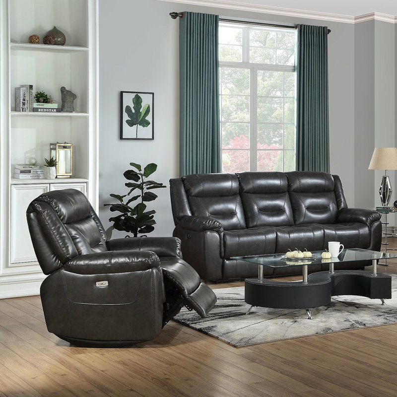 Grey Power Recliner With USB Port
