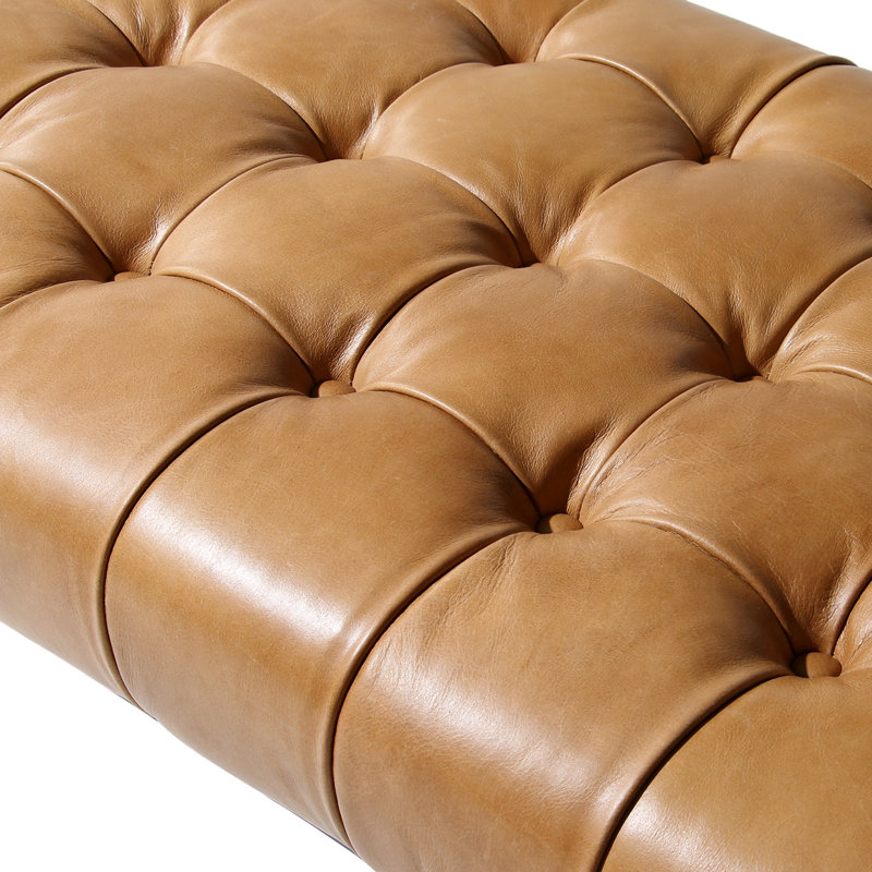 Leather Bench, Brown Top Grain Leather