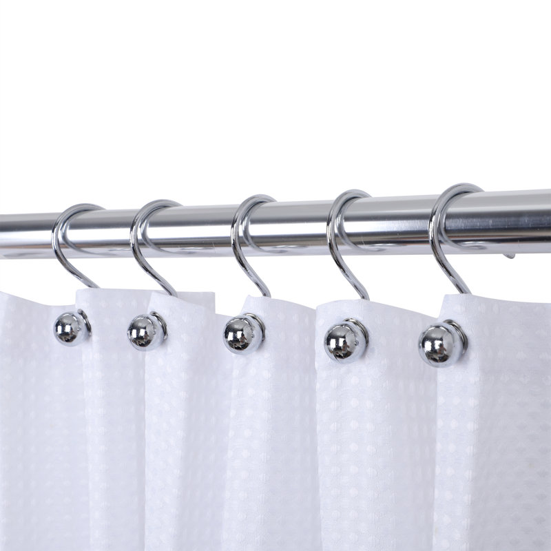 Ball Steel Shower Curtain Hooks, Chrome