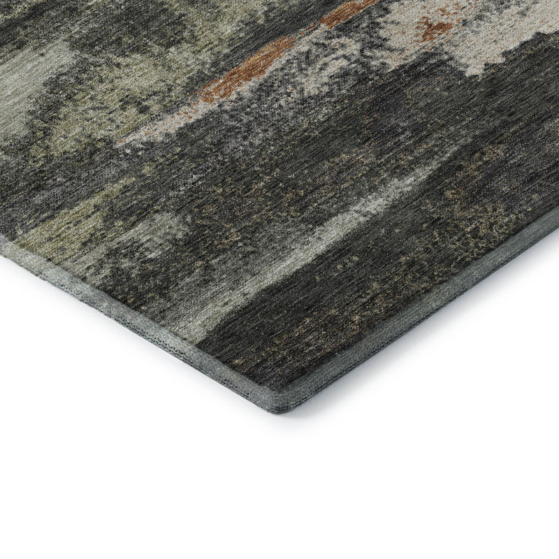 Premium Machine Washable Prisco Charcoal Rug, Rectangle 10' x 14'
