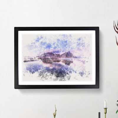 Vestrahorn Mountain In Iceland Watercolour - Single Picture Frame Print on MDF