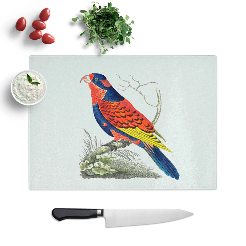 Glass indian Lory Bird by George Shaw Chopping Board, 39 cm W x 28.5 cm L