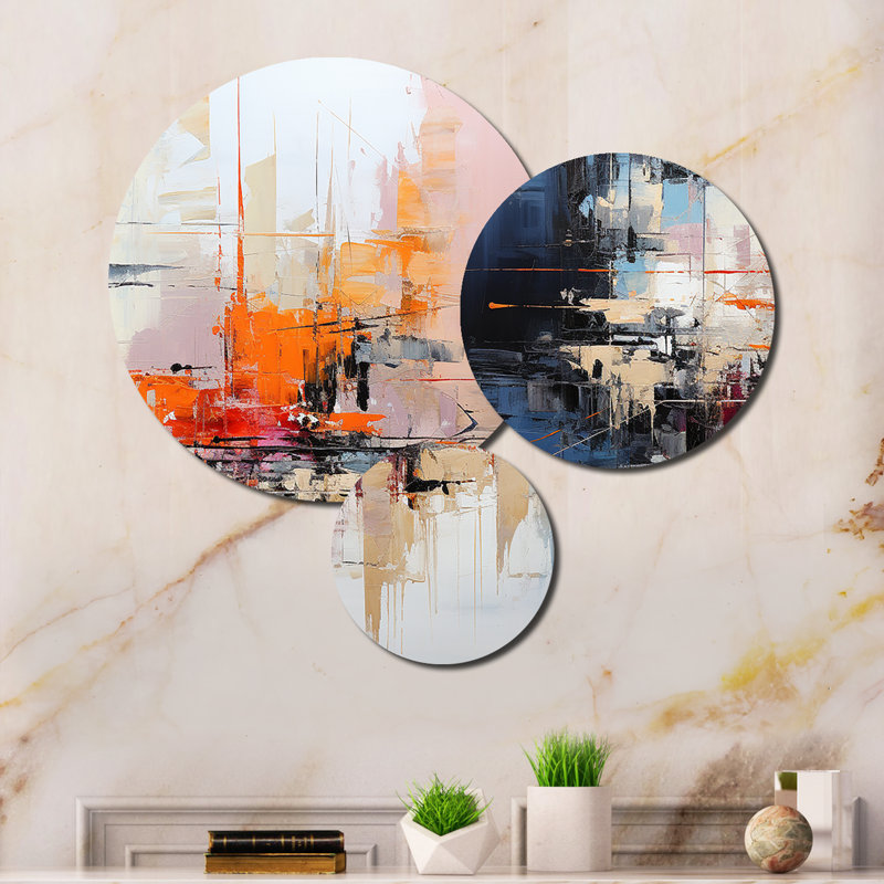 Asian Art Abstract Expression III - Abstract Collages Metal Wall Art Prints Set