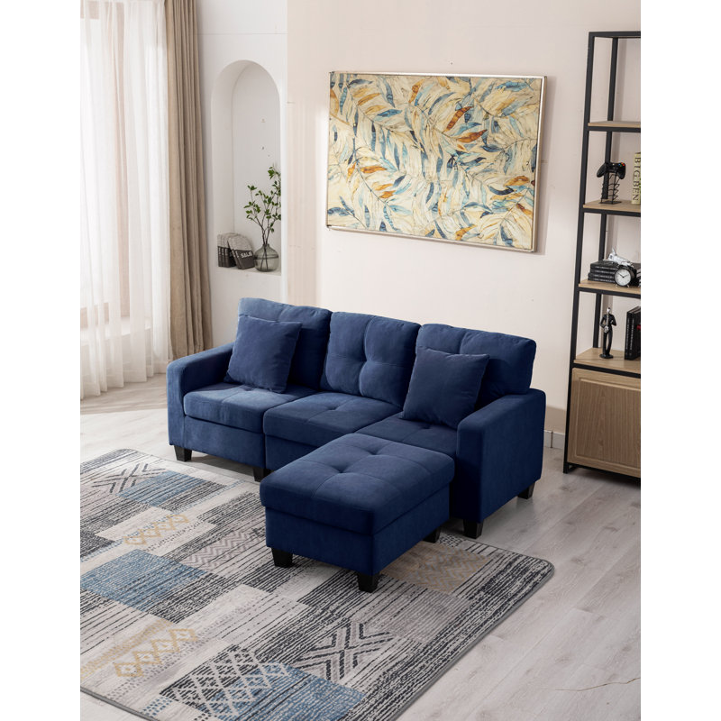 Canapé rembourré 81 pièces 4 pièces avec rangement 81 ", Polyester bleu foncé
