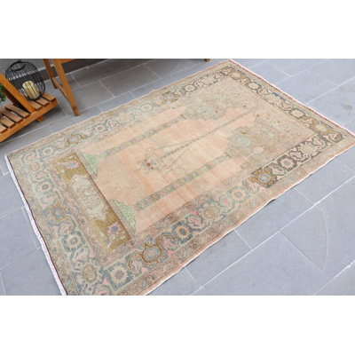 Tapis turc anatolien rétro en laine bleu - cadeau de décoration de cuisine ou de chambre à coucher idéal