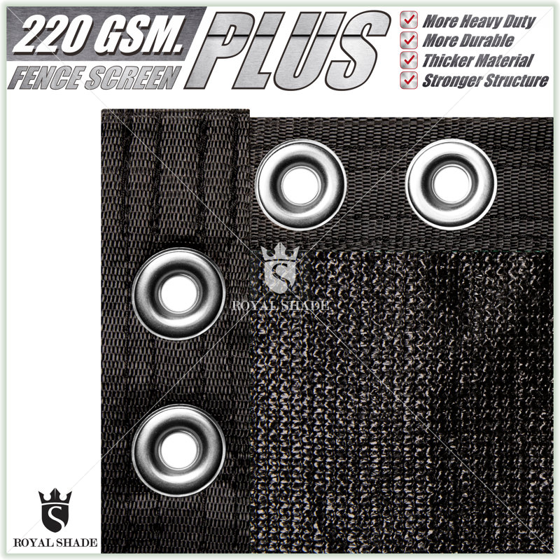 Pare-brise de clôture Royal Shade, Noir, H 45 po x l 600 po x P 1,2 po