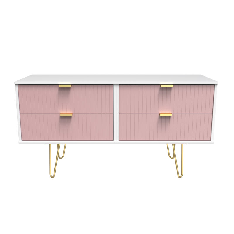 Beranda 115cm W 4 - Drawer Chest of Drawers, Kobe Pink/White