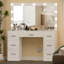 Table de coiffeuse Makada avec grand miroir éclairé, coiffeuse de maquillage avec 7 tiroirs-95260511