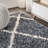 Cantera Shag Plush Tassel Moroccan Geometric Trellis Denim Blue/Cream Rug-1731301300