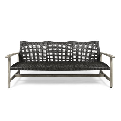 Outdoor In Grey, Accommodating Three With And Iron Grey Accents, Spacious For 3 Seats