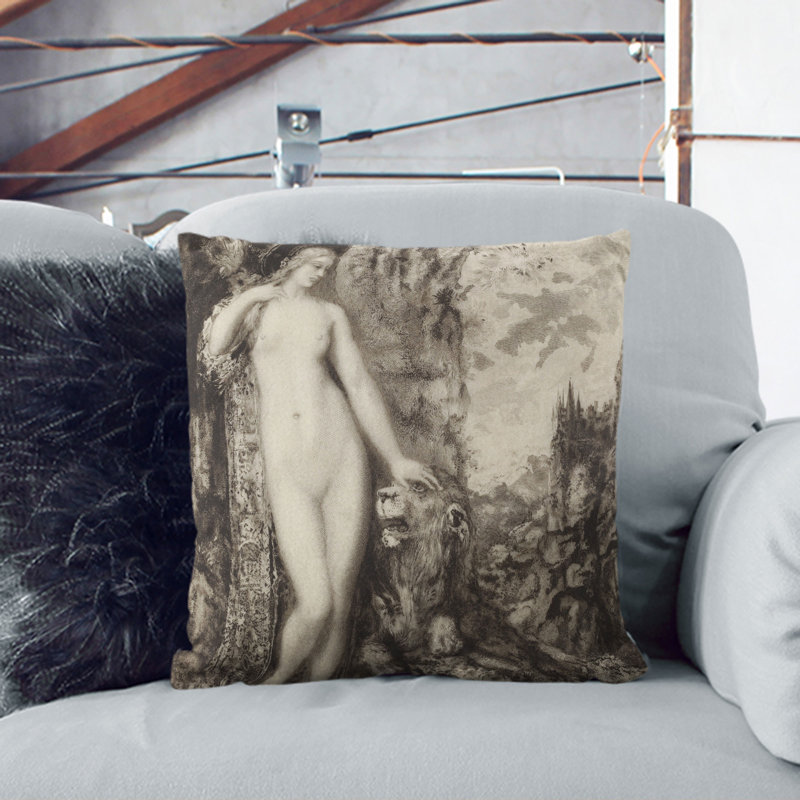The Amorous Lion Scatter Cushion, Stone, 55cm H x 55cm W x 20cm D