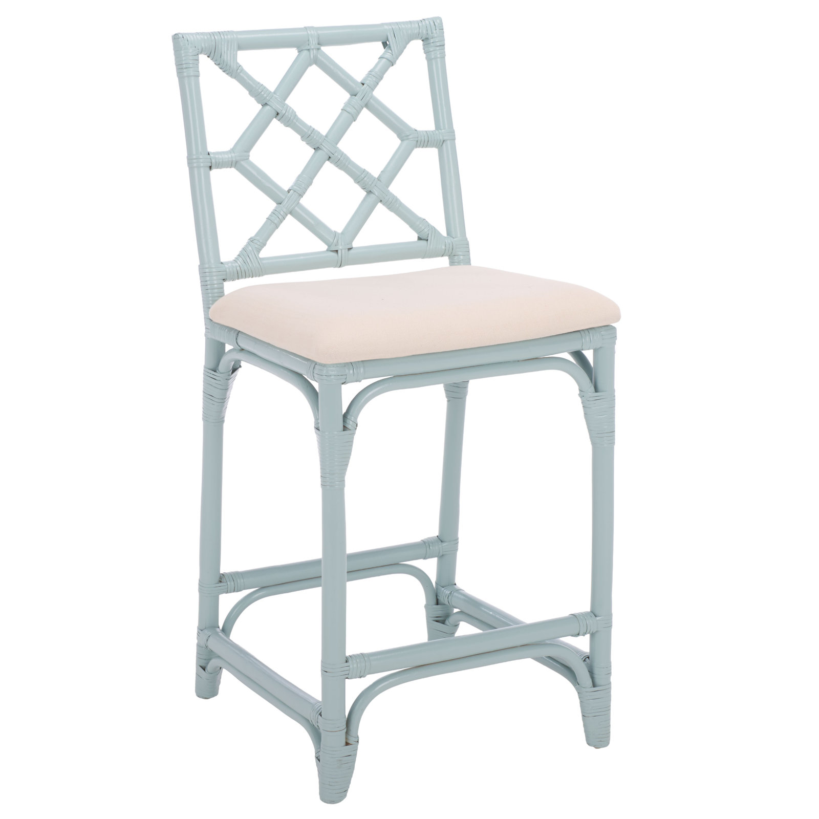 Peoria Barstool with Cushion, Light Blue