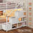 Twin Over Twin Low Bunk Bed With Storage Staircase, Drawers And Shelves, Led Lights, Power Outlet, Full-length Guardrail, For Small Space-2134035559-2124687567