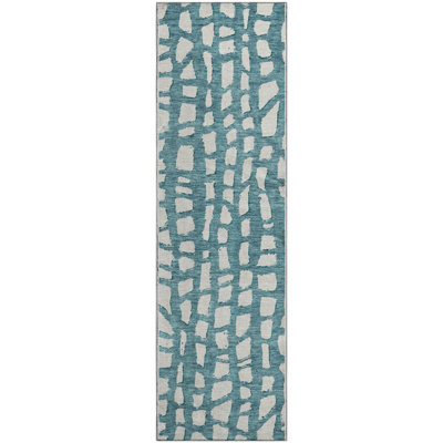 Premium Machine Washable Prisco Teal Rug