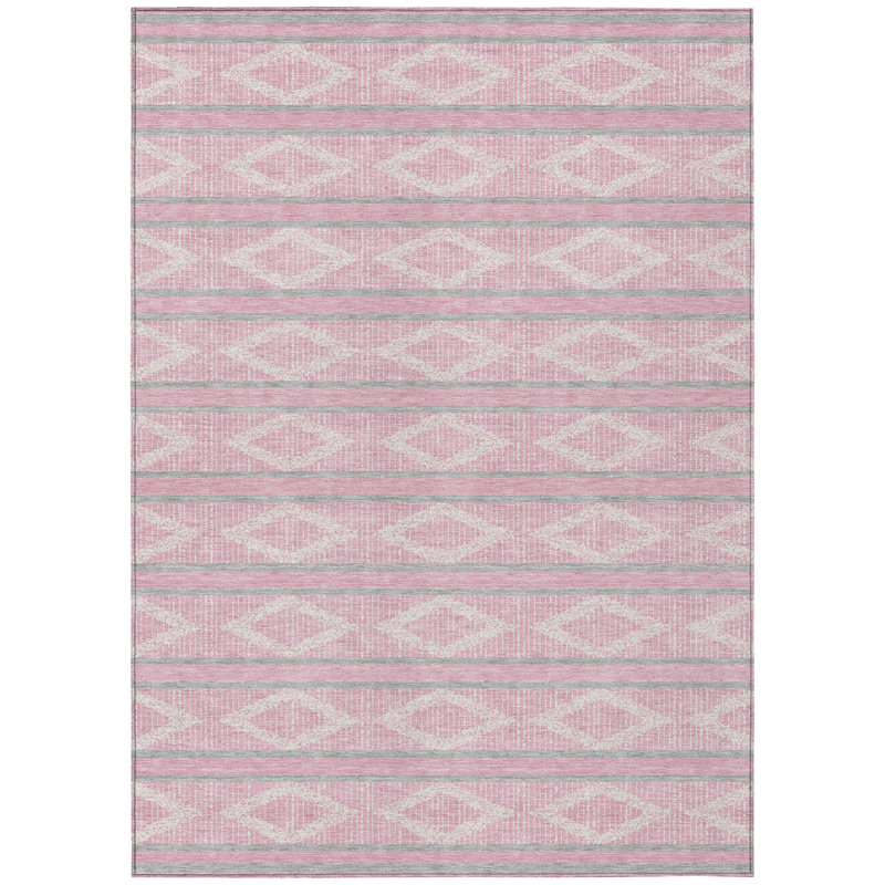 Lume Pink Washable Indoor-Outdoor Rug - , 10' x 14'