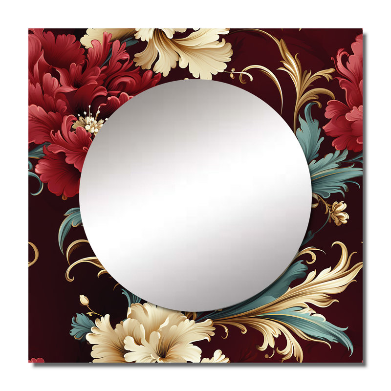 Elshan - Floral Square Mirror Wall Art For Bathroom, 36" x 36"