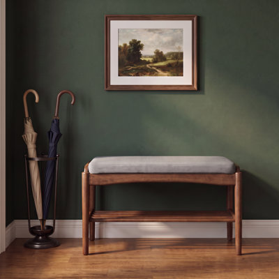 Solid Oak Upholstered Shoe Bench