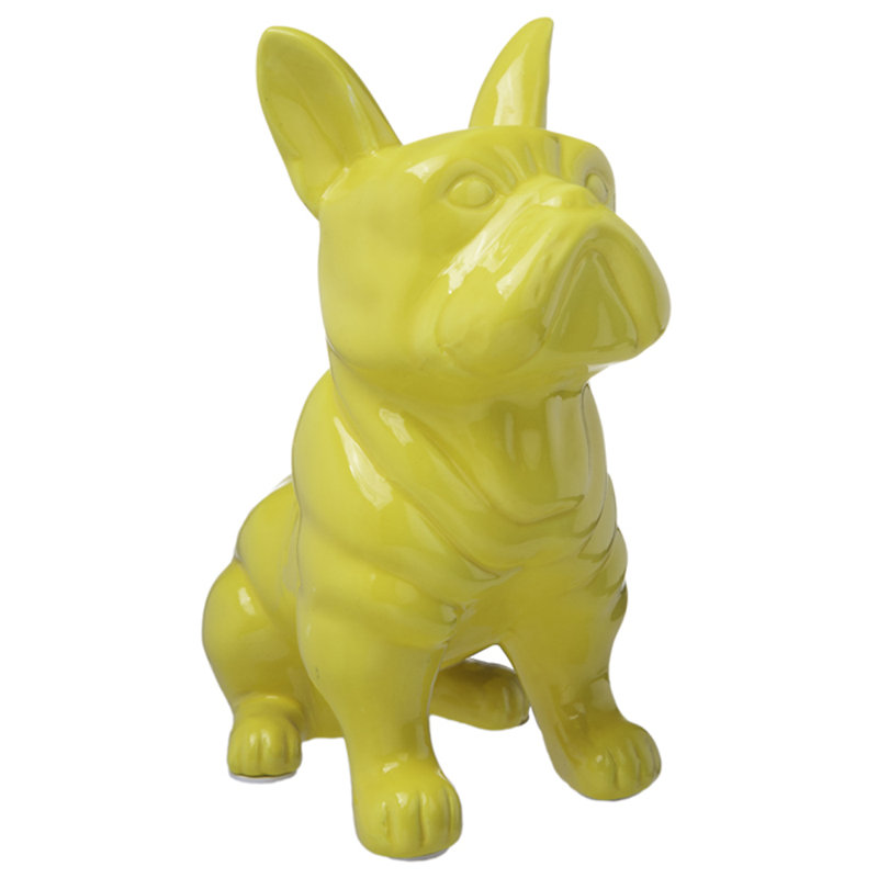 Figurine en céramique à finition brillante jaune , Jaune