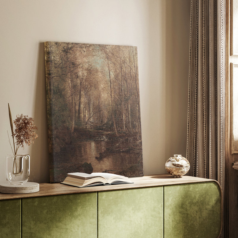 Paysage rétro CIV, ensemble sur toile encadrée, H 19 po x l 13 po