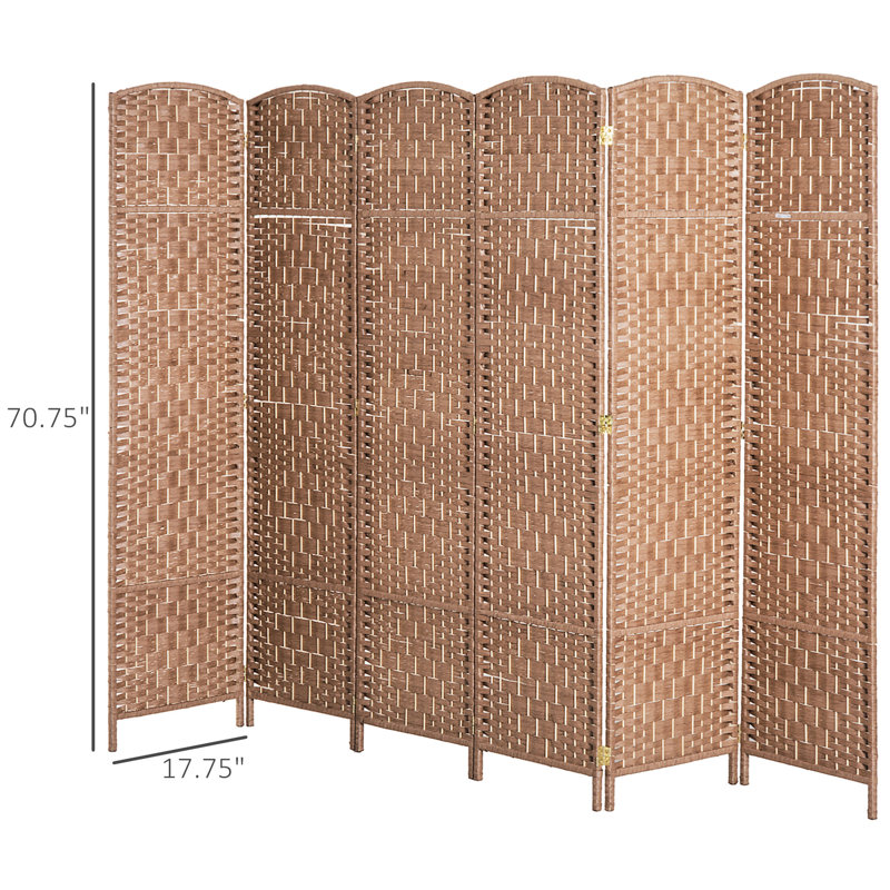 Cloison de séparation d'intimité de 6 pi de hauteur Natural Weave, cloison élégante de 6 pièces, cloison portable et optimisant l'espace, conception polyvalente