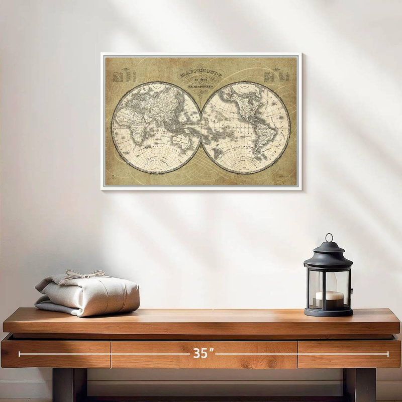 Carte du monde français I, Cadre flottant blanc, 19 po x 13 po