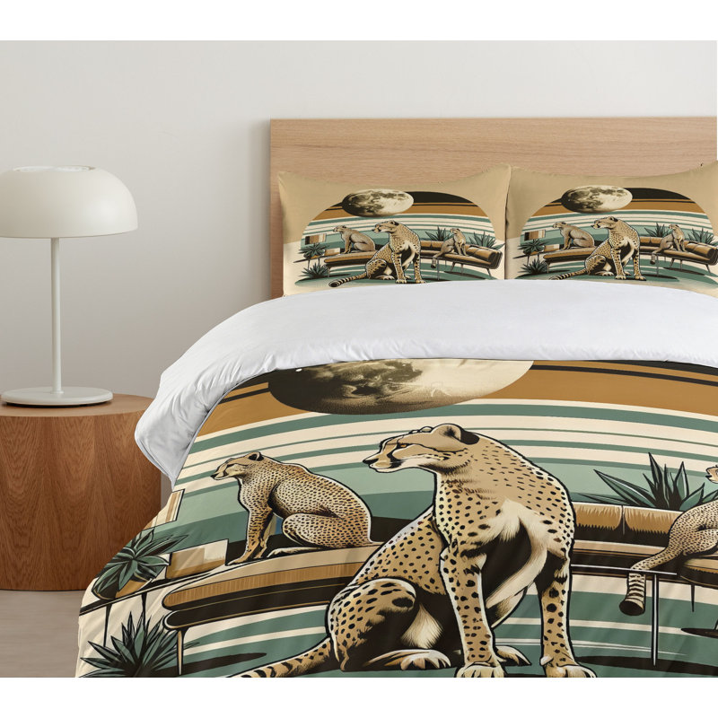 Cheetah Duvet Cover, Queen Duvet Cover + 2 Standard Shams