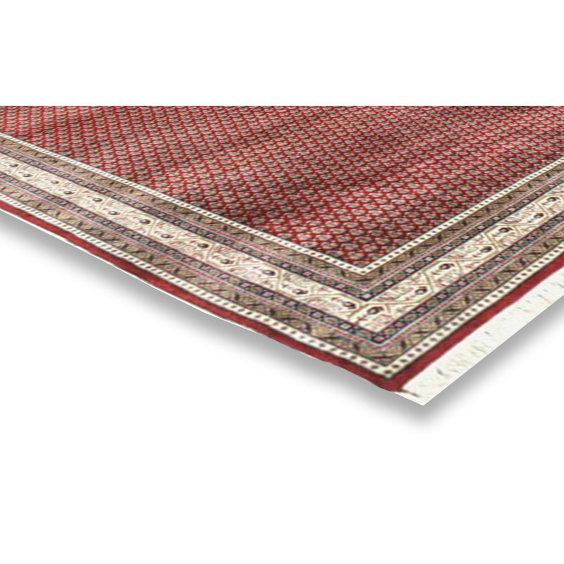 Tapis en laine noué la rouge/crème 4 pi x 6 po one-of-kind Allon