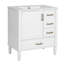 Meuble-lavabo en céramique blanche avec grand espace de rangement et design élégant pour salles de bains compactes