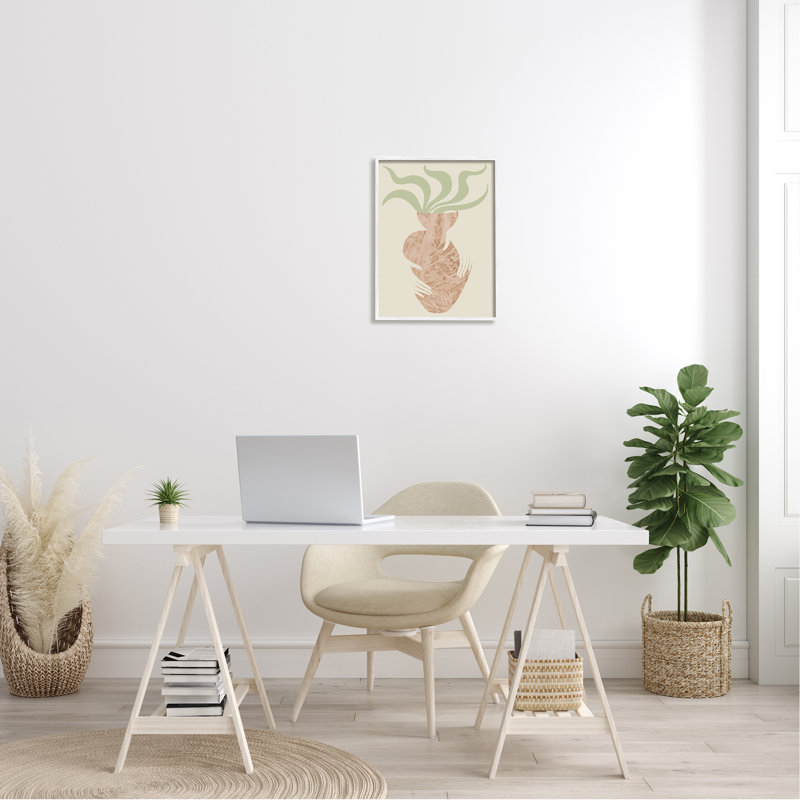 Mains rustiques tenant un pot de fleurs, L 16 po x H 16 po, Giclée encadrée blanc bord de mer