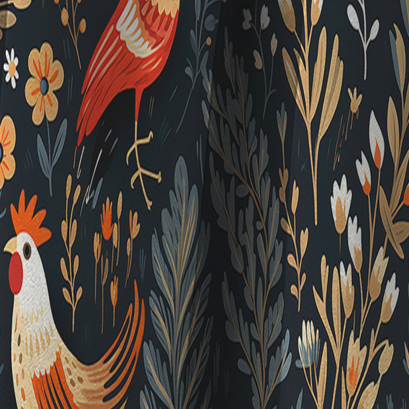 Rideau occultant en marbre Country Charm Red Rooster II - 1 panneau, L 52 po x L 108 po