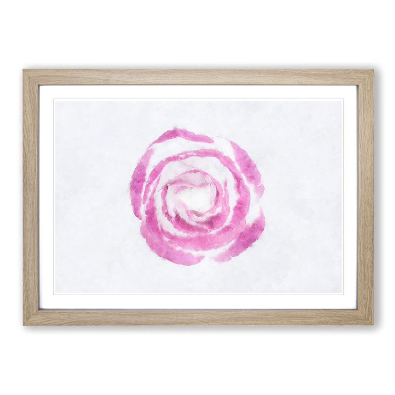 Pink Lisianthus Flower - Single Picture Frame Print on MDF, 24cm H x 33cm W x 2cm D, Oak