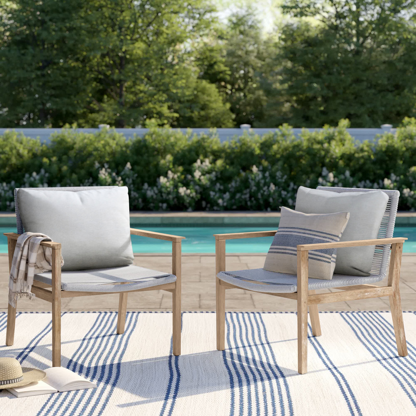 Eucalyptus Outdoor Lounge Chair, Beige