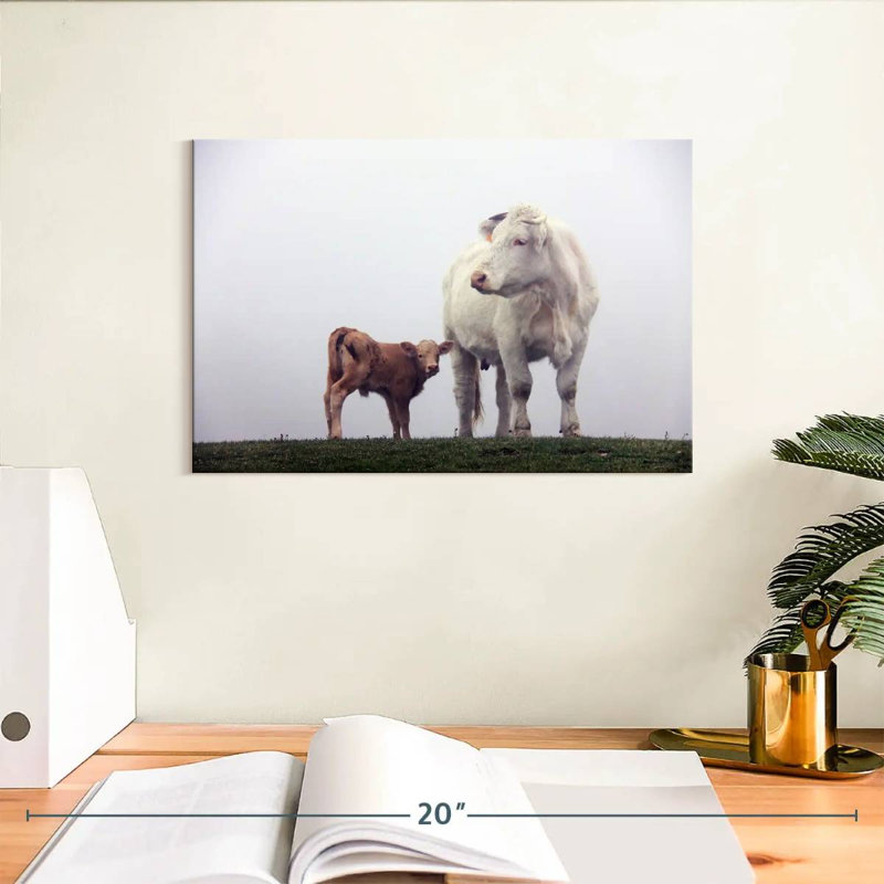 Brampt, mère et bébé vache, H 8 po x l 12 po