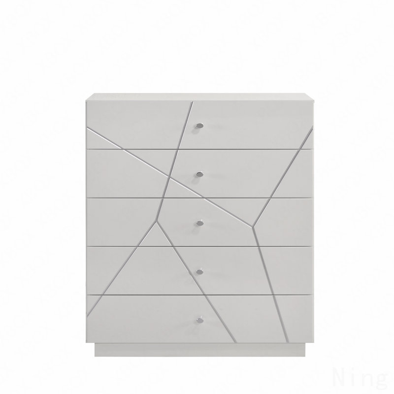 Commode - Finition laquée avec motif géométrique et tiroirs spacieux