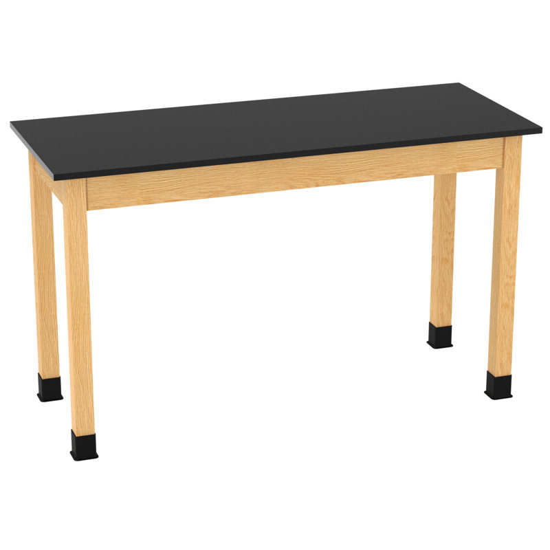 Série de tables à tablier PerpetuLab, Chemguard noir stratifié / chêne, H 30 po x L 72 po x l 24 po