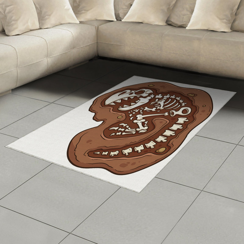 Tapis décoratif en fibre de polyester à haute densité Dinosaur, Rectangle— 4 pi x 5 pi 8 po